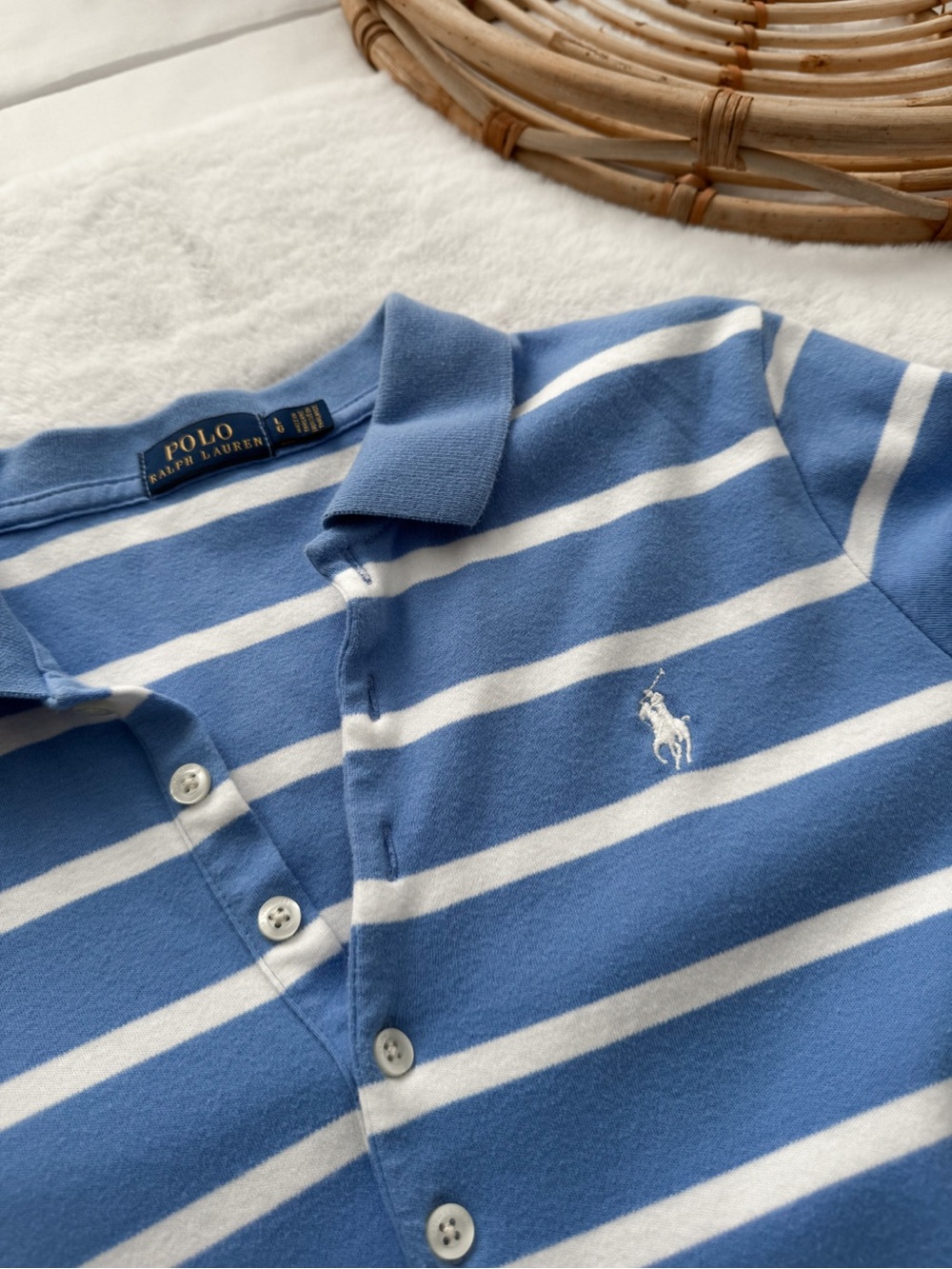 Polo Ralph Lauren Blue White Striped Polo Mini Dress Nautical Cotton Preppy - Picture 6 of 10
